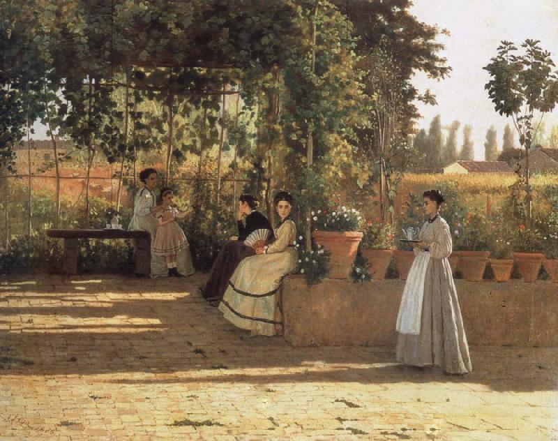 Silvestro lega In the wine bower oil painting image